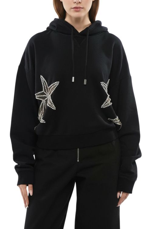 Black Embellished Hood Sweatshirt