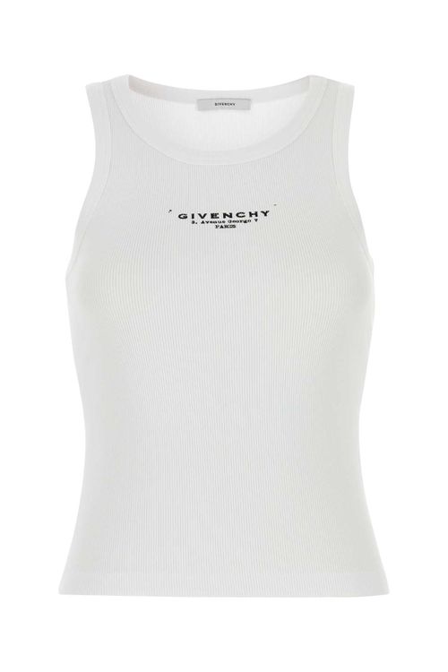 Stretch Cotton Tank Top — White