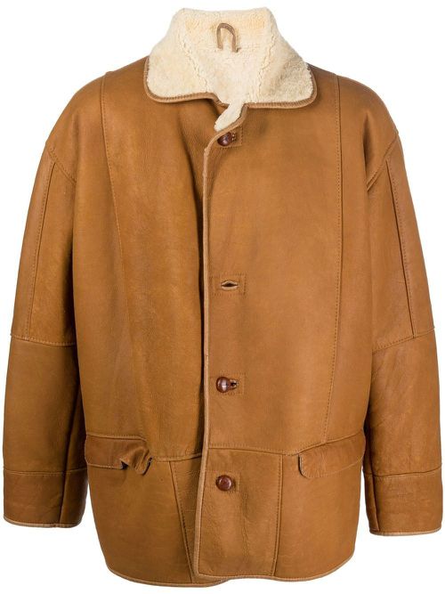 1990s shearling lining sheepskin jacket - Brown