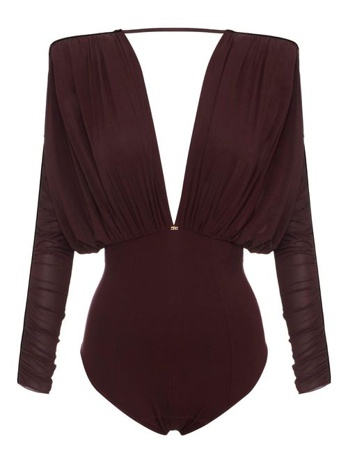 V-neck long-sleeve bodysuit - Red