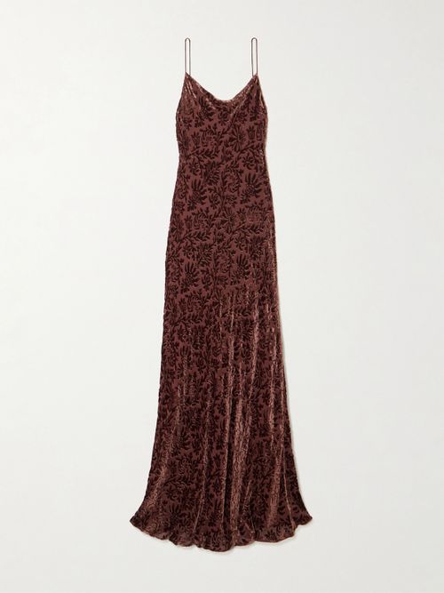 Jolynn Devoré-velvet Maxi Dress - Purple