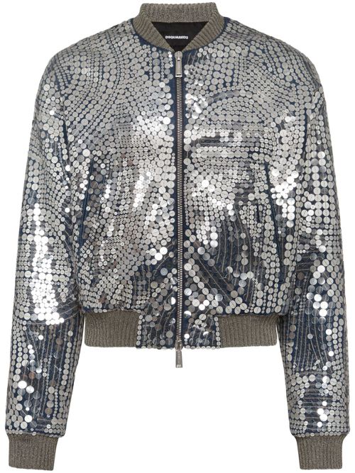Sequinned bomber jacket - Blue