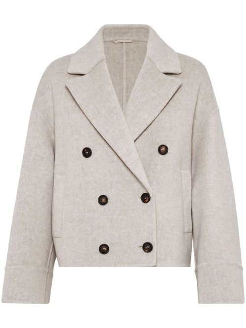 Double-breasted peak-lapel jacket - Neutrals