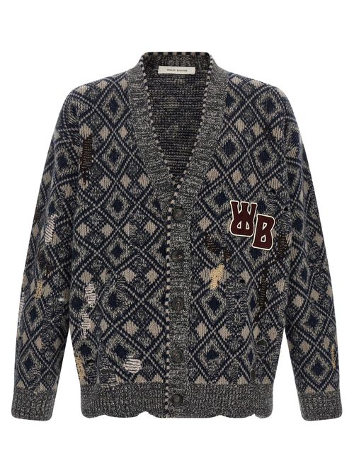 Hand-Mended Merino Wool Cardigan — Navy