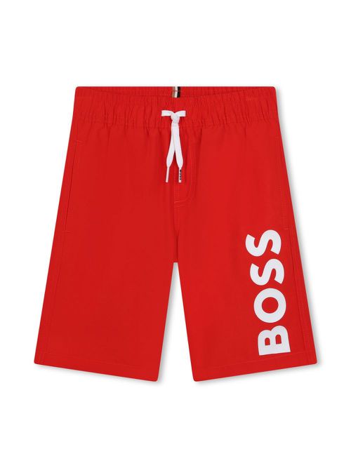 Logo-print drawstring-waistband swim shorts - Red