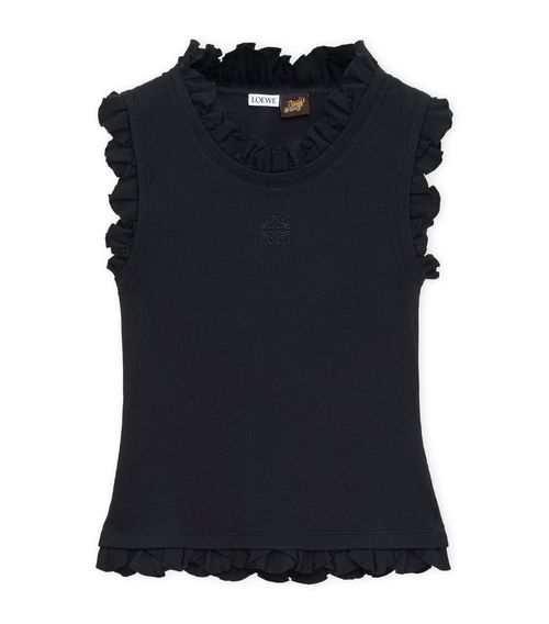 X Paula's Ibiza Cotton-Blend Ruffled Tank Top
