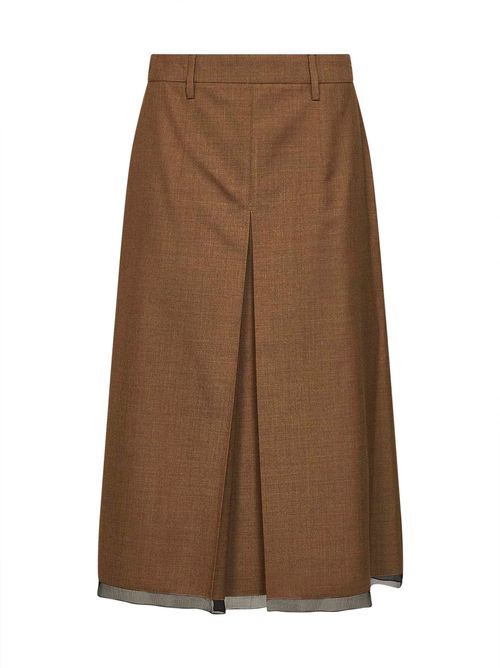 Virgin Wool Midi Skirt — Camel