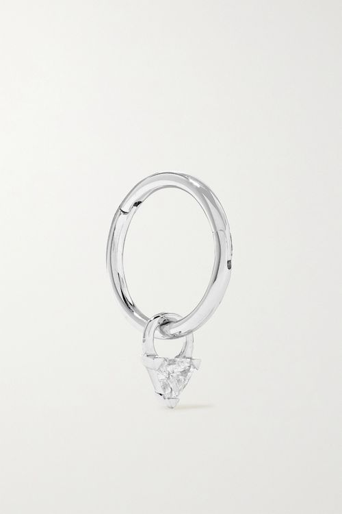 18-karat White Gold Diamond Hoop Earring - One size