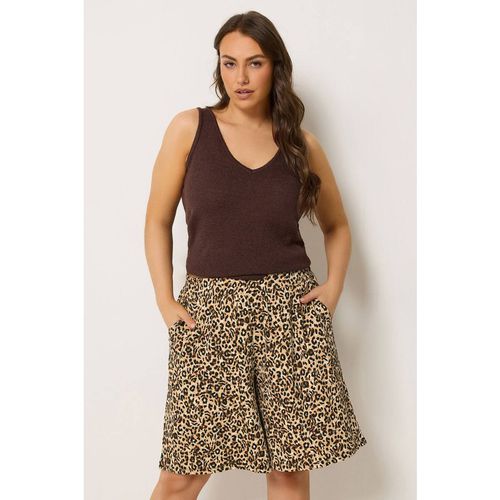 Yours Women's Leopard Print Textured Shorts in Brown