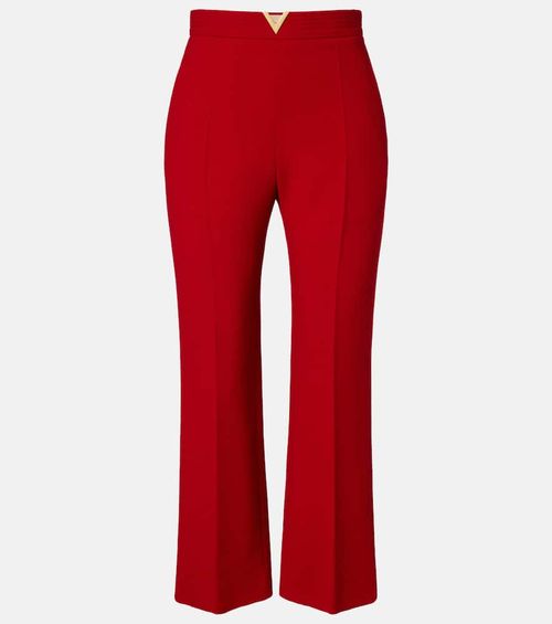 VLogo cropped virgin wool crêpe flared pants