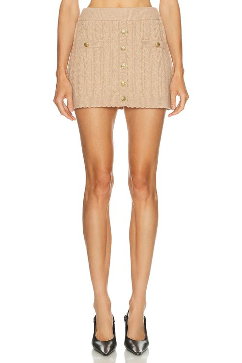 LoveShackFancy Berritt Skirt in Brown