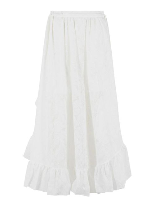 Daylight Long Skirt In White Cotton Blend