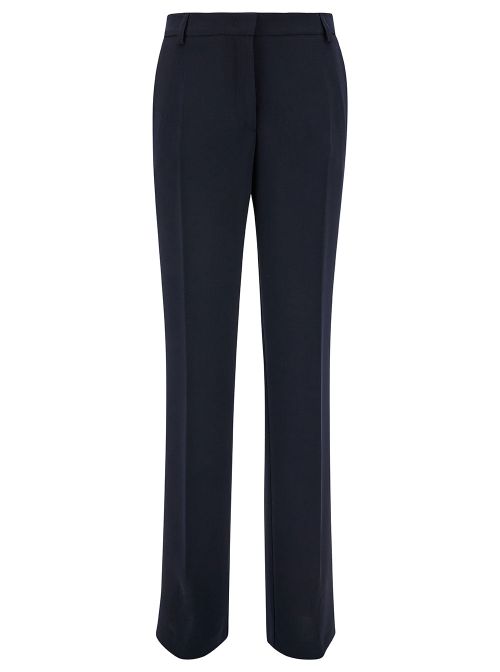 High-Waisted Straight Trousers — Blue