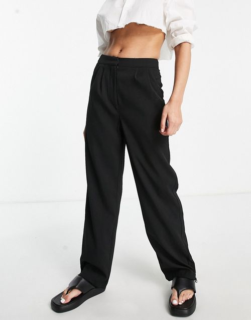Tailored trousers with elastic cuff detailing in black
