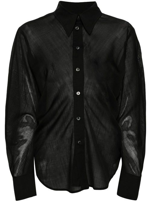 Semi-sheer wool blend shirt - Black