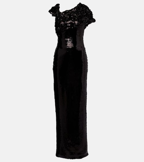 Asymmetric sequined gown
