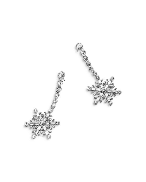 Having A Snowball Pave Snowflake Drop Earrings in Silver Tone
