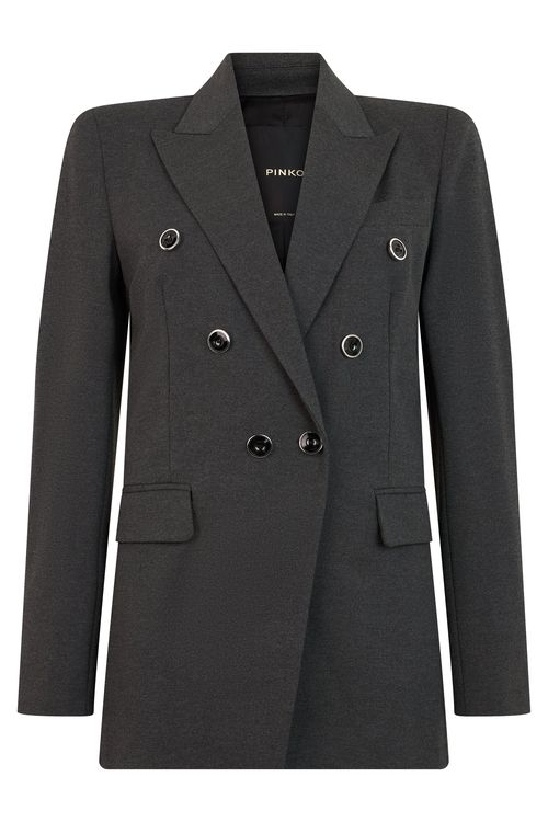 Double-Breasted Viscose Blazer — Gray