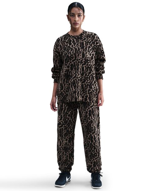 Women's High-Waisted Oversized Printed Sweatpants - Black