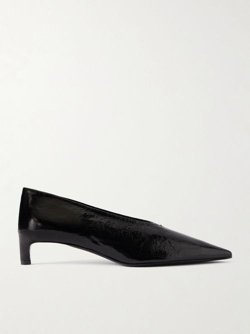 Crinkled Patent-leather Pumps - Black