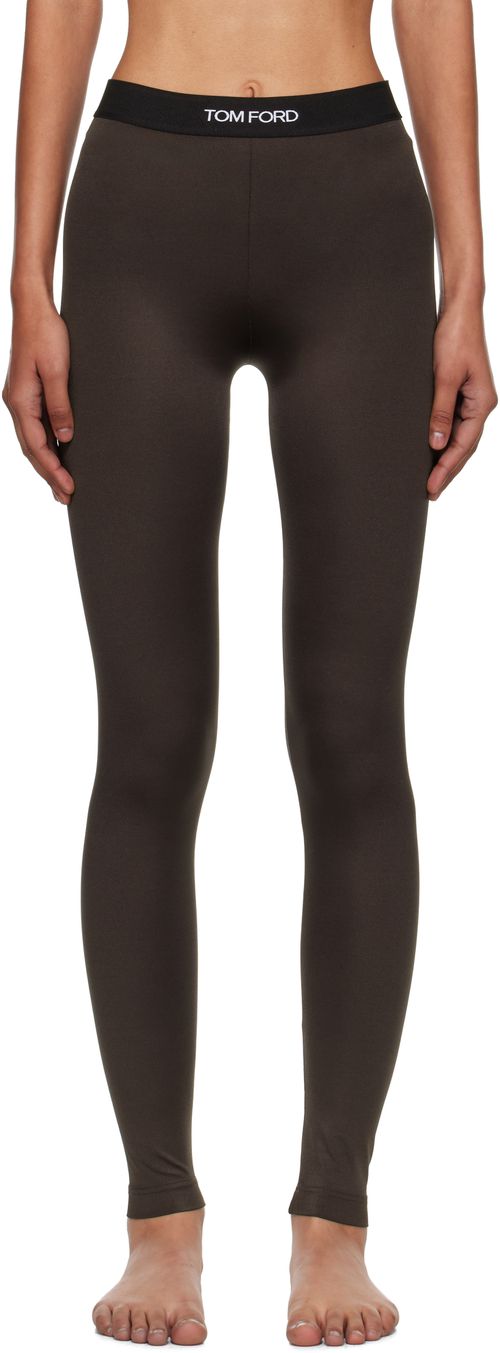 Brown Lustrous Jersey Signature Leggings