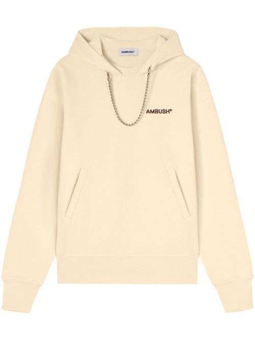 Ball chain-detail hoodie - Neutrals