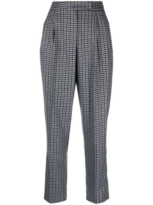 Checked high-waist tapered trousers - Grey