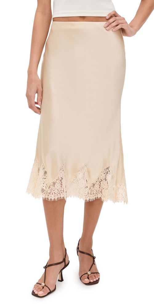 Reformation Carolina Silk Skirt Almond