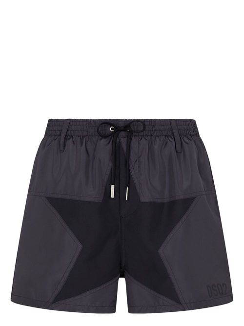 Star-panelled swim shorts - Black