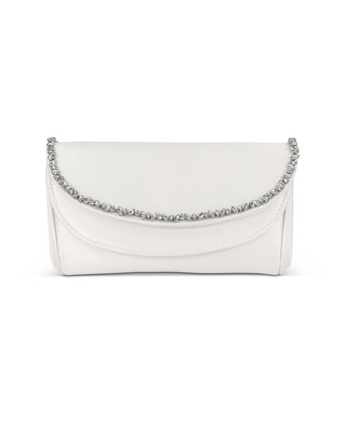 Woman's Talia Double Flap Clutch with Crystal Necklace - Black