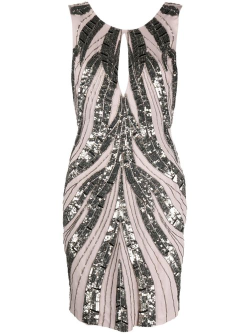 Sequin-embellished silk dress - Grey
