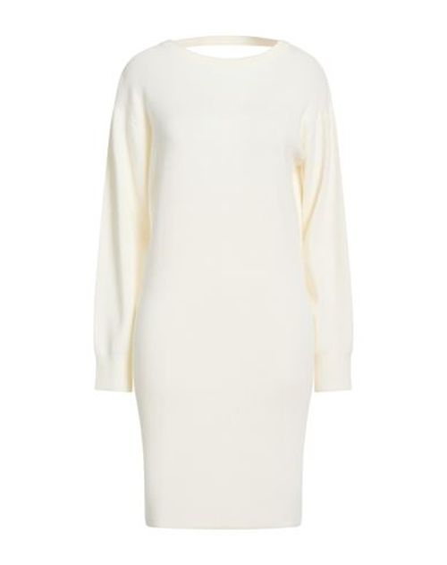 Woman Mini dress Off white Size L Acrylic, Virgin Wool