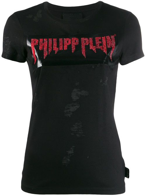 Philipp Plein distressed logo T-shirt - Black