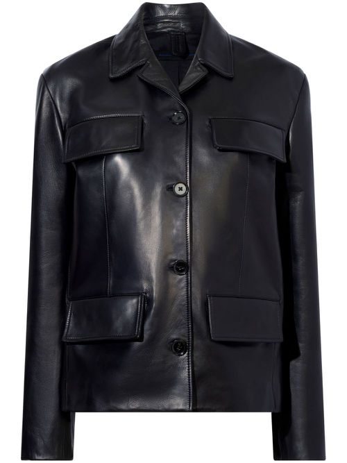 Roos button-up leather jacket - Black