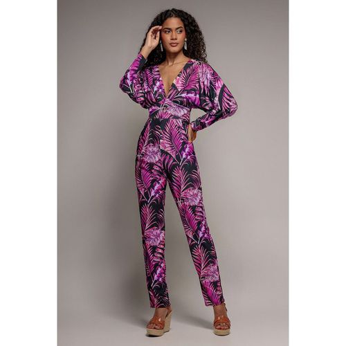 Goddiva Tropical Print Romper - Purple