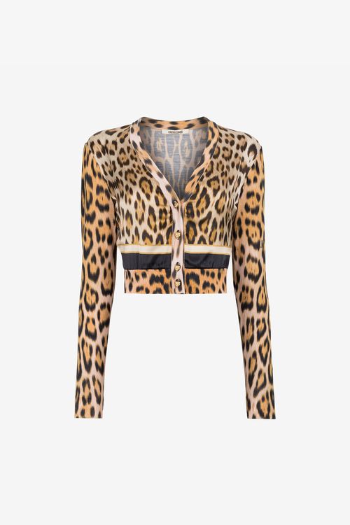 Leopard-print Cropped Cardigan