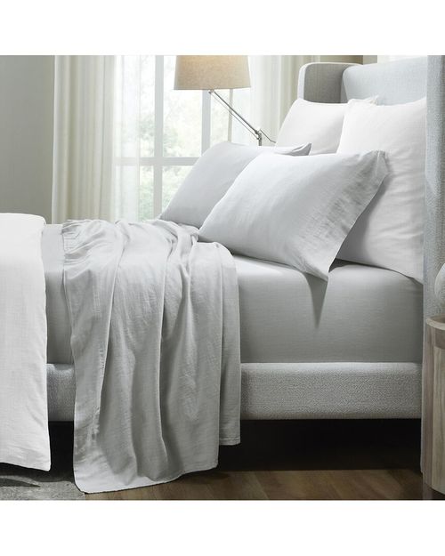 Chloe 100% Cotton Linen Texture Vintage Wash Solid Deep Pocket  Percale Sheet Set
