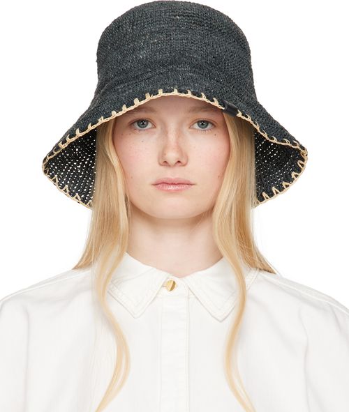 Rag & bone Black Jade Rollable Raffia Bucket Hat