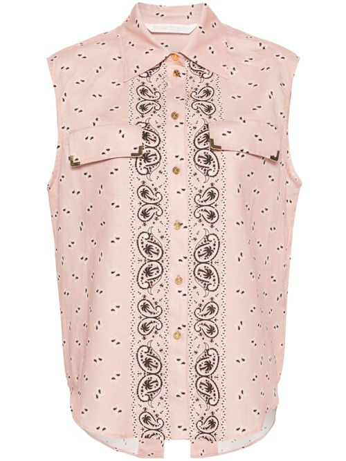 Paisley-print sleeveless shirt - Pink