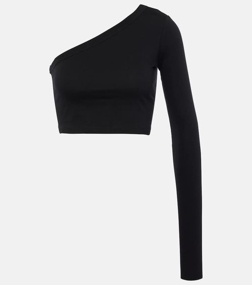 One-shoulder cotton crop top