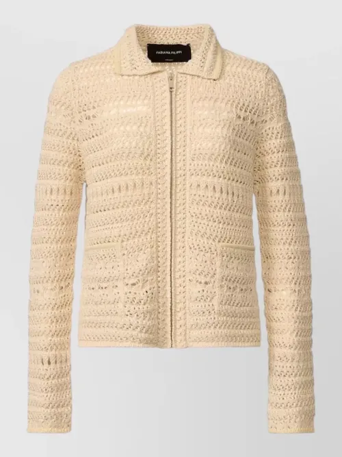 Fabiana Filippi - crochet collared long sleeve top nylon silk