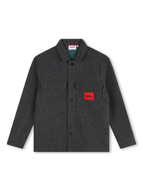 Logo-appliquéd felted overshirt - Grey