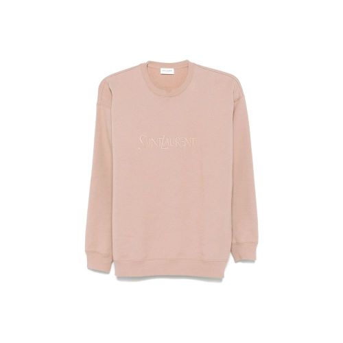 Logo-Embroidered Cotton Sweatshirt — Beige