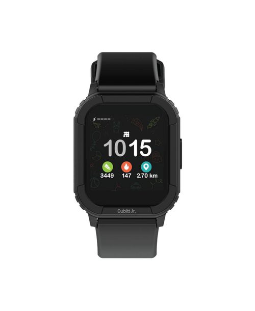 Jr. Kids Smart watch Fitness Tracker for Boys and Girls with Silicone band. - Obsidian black
