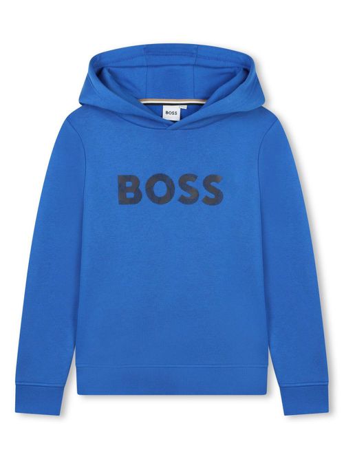 Logo-print long-sleeved hoodie - Blue