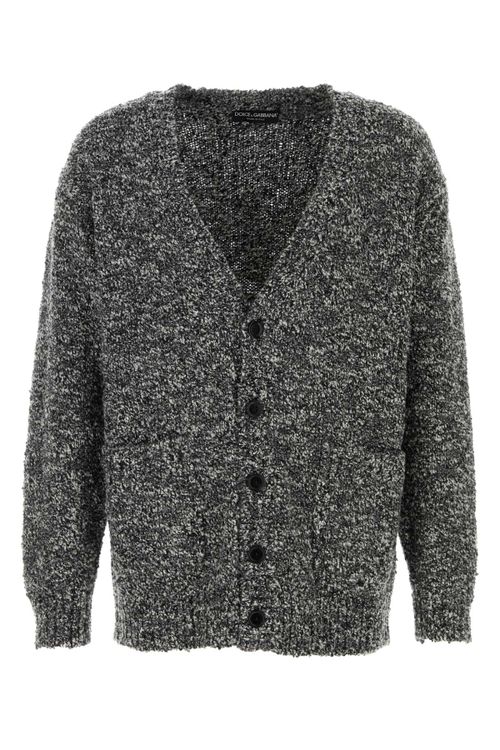 Virgin Wool-Nylon Melange Cardigan — Gray
