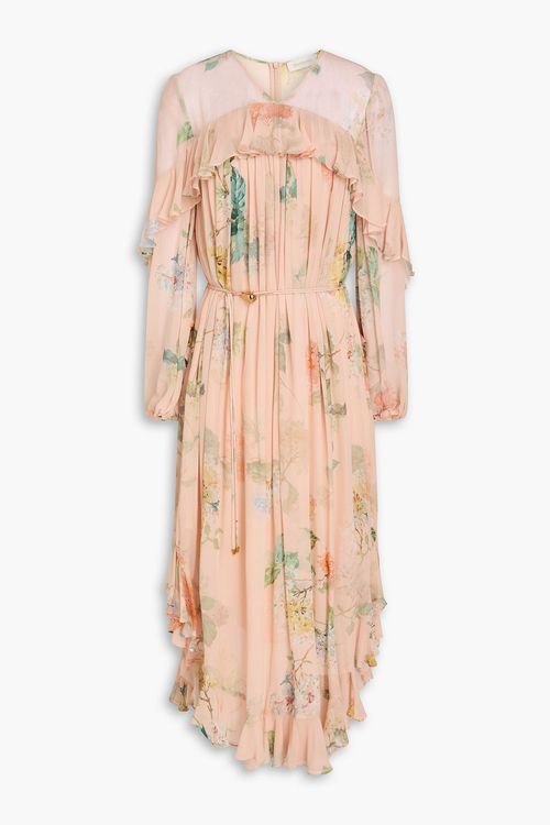 Ruffled floral-print crepe maxi dress - Orange - 1