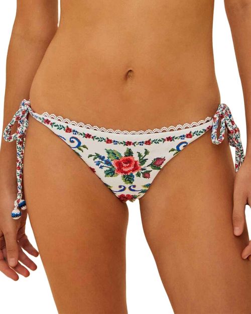 Flower Tapestry Tie Side Bikini Bottom