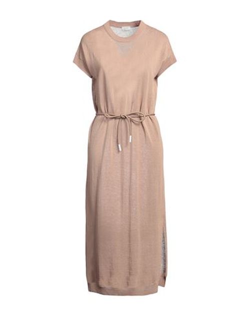 Peserico Woman Midi dress Camel Size 6 Metallic fiber, Linen, Cotton
