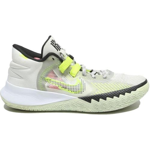 NIKE Kyrie 7 Mens Low Top Trainers White & Neon Yellow Synthetic Basketba
